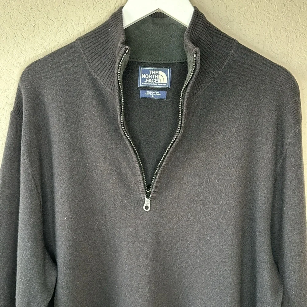 The North Face Men's Quarter Zip Wool Cotton Blend Sweater Black Size‎ Large